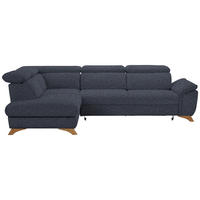 ECKSOFA in Bouclé Dunkelblau  - Eichefarben/Dunkelblau, Modern, Holz/Textil (212/287cm) - Valnatura