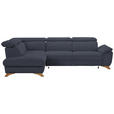 ECKSOFA MERCURY Dunkelblau Bouclé  - Eichefarben/Dunkelblau, MODERN, Holz/Textil (212/287cm) - Valnatura