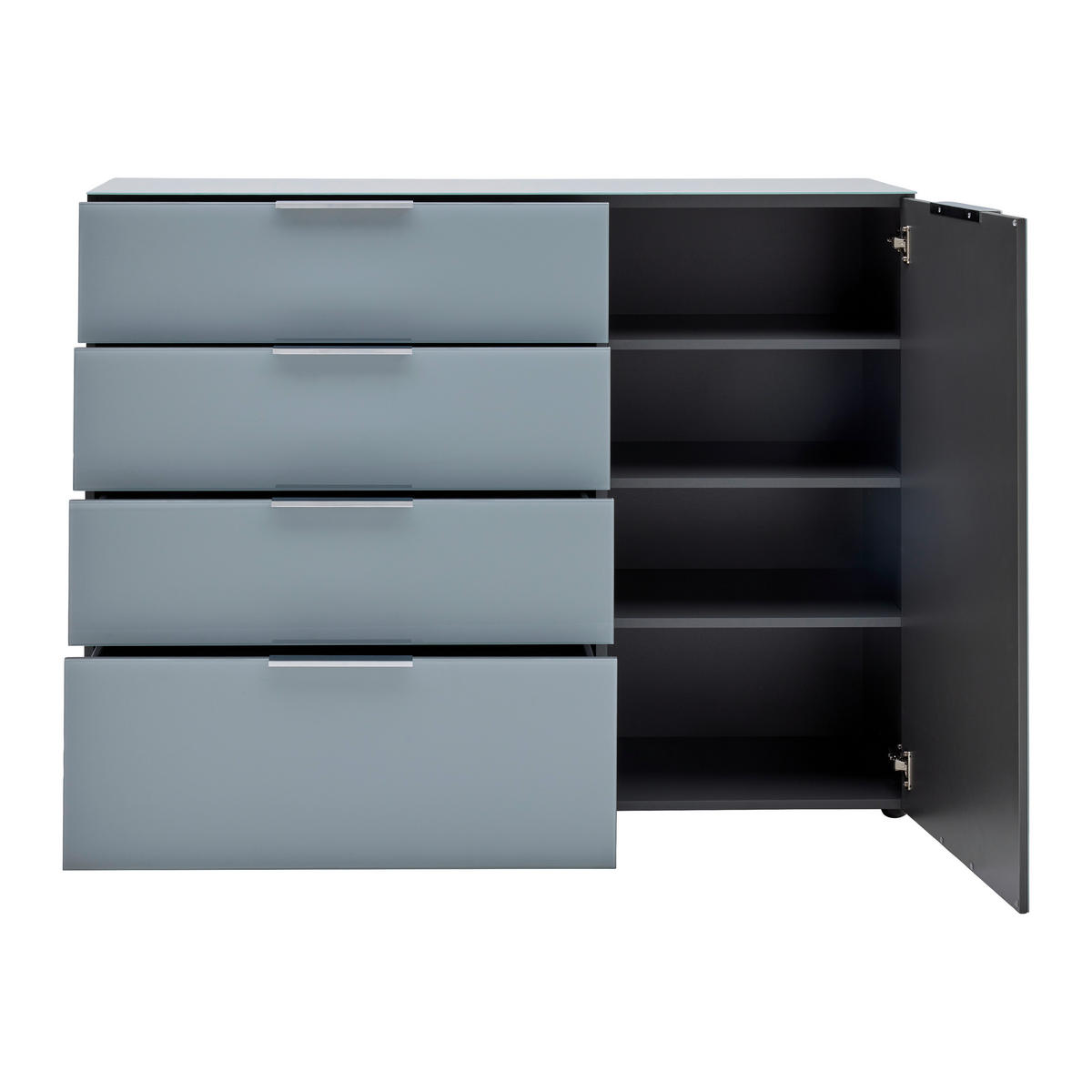 TÁLALÓSZEKRÉNY 134/102/42 cm  - ezüst/grafitszürke, Modern, műanyag/faalapú anyag (134/102/42cm) - Premium Living