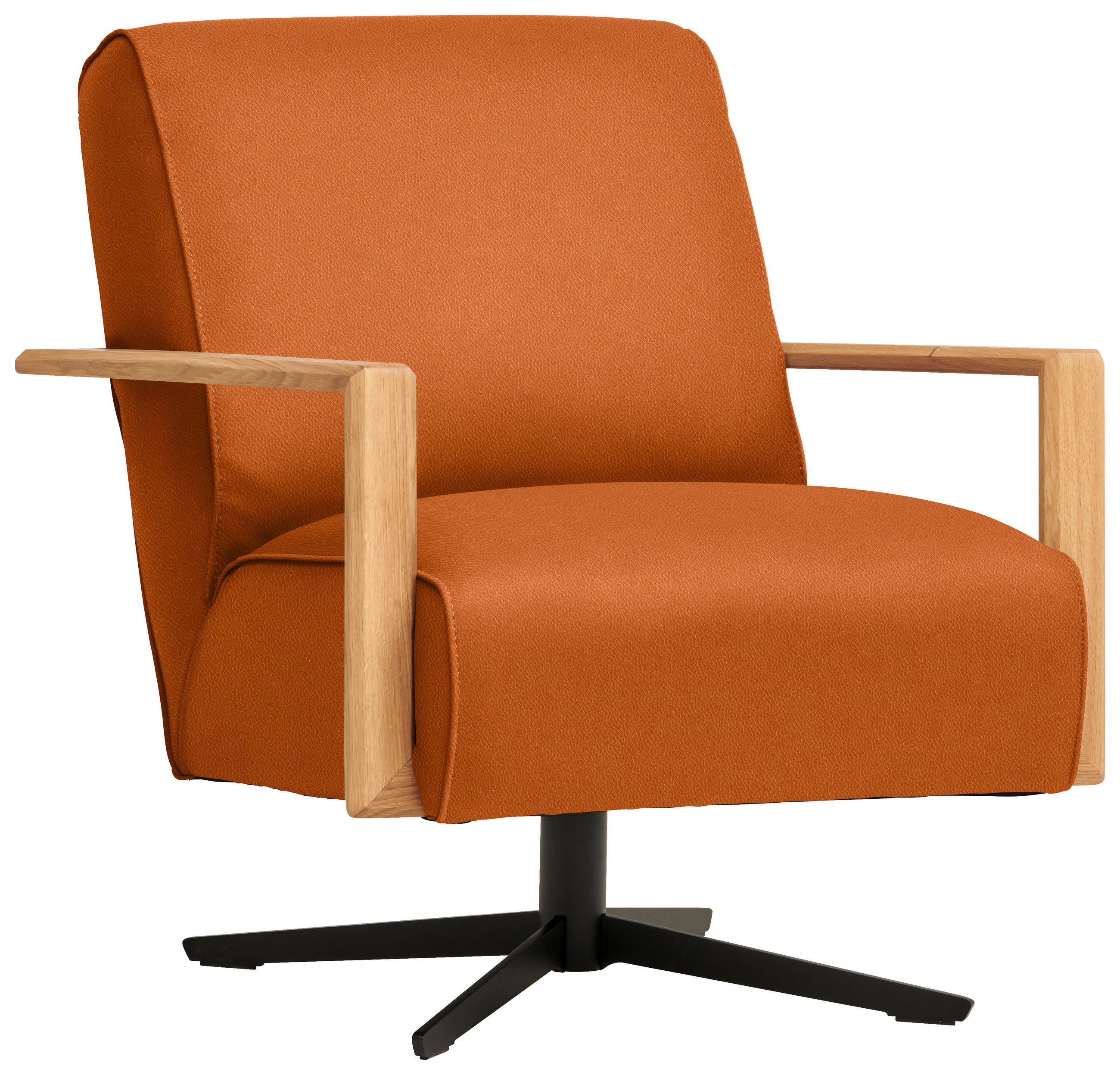 SESSEL in Echtleder Cognac  - Wildeiche/Cognac, Design, Leder/Holz (72/82/86cm) - Koinor