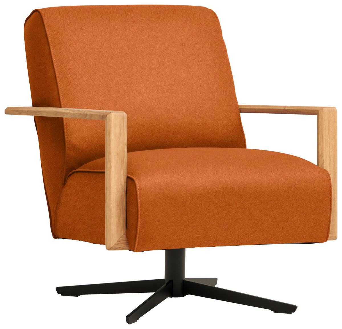 SESSEL in Echtleder Cognac  - Wildeiche/Cognac, Design, Leder/Holz (72/82/86cm) - Koinor