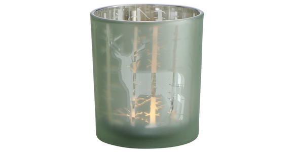Teelichthalter Baltus D/H: ca. 8,8/10cm - Grau/Grün, KONVENTIONELL, Glas (8,8/10cm) - Ombra