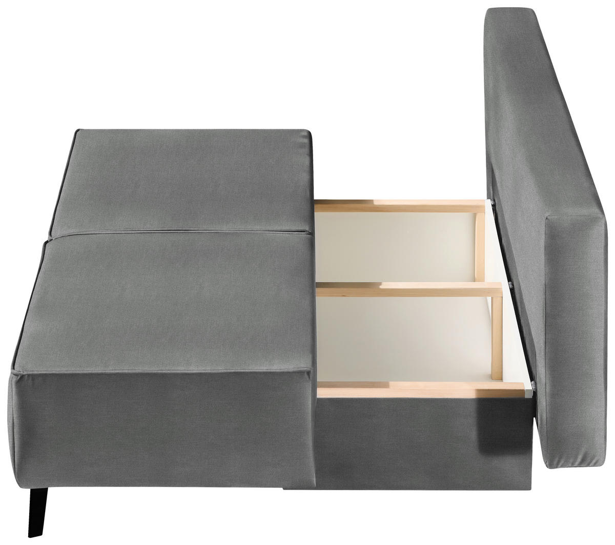 SCHLAFSOFA in Hellgrau  - Hellgrau/Schwarz, Konventionell, Textil/Metall (197/91/88cm) - Novel