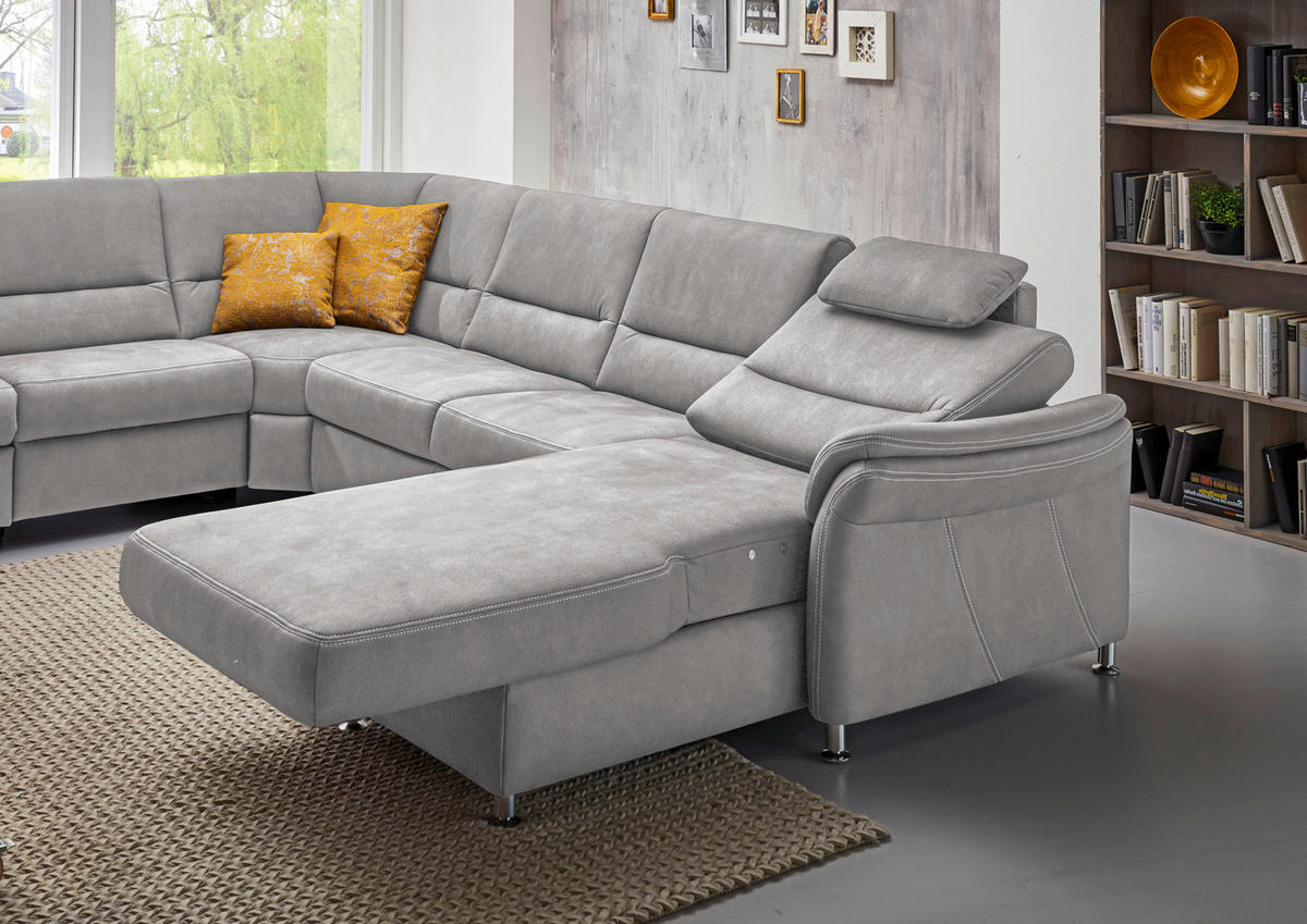 SOFFA i mikrofiber ecru  - aluminiumfärg/ecru, Klassisk, metall/textil (262/335/173cm) - Beldomo System