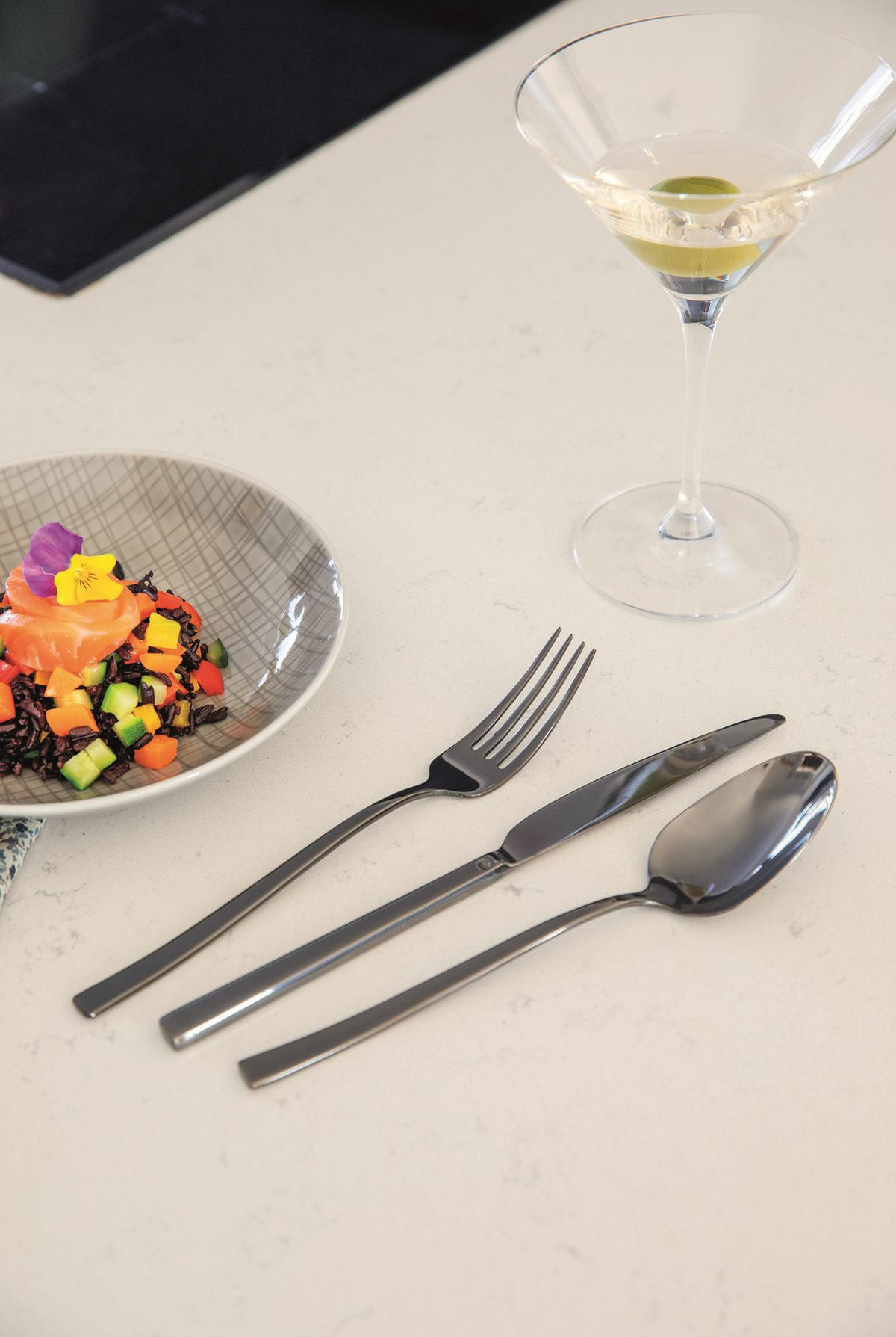 BESTECKSET ROCK 60-teilig Edelstahl  - Schwarz, Basics, Metall - Sambonet