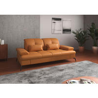 3-SITZER-SOFA in Echtleder Currygelb  - Currygelb/Schwarz, Konventionell, Leder/Metall (212/90/122cm) - Sit & More