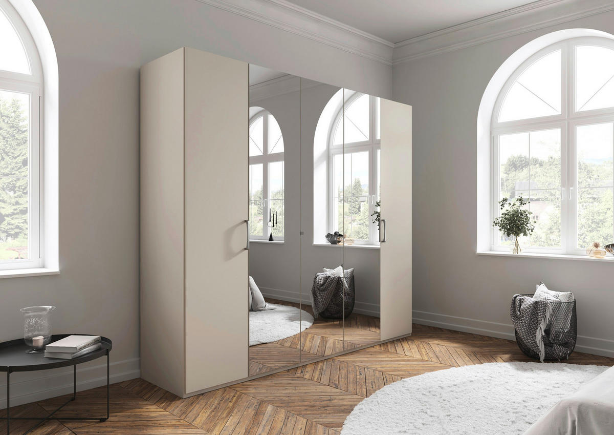 DREHTÜRENSCHRANK 251/223/61 cm,  in Champagner, 5-türig  - Chromfarben/Edelstahlfarben, Basics, Glas/Holzwerkstoff (251/223/61cm) - Novel