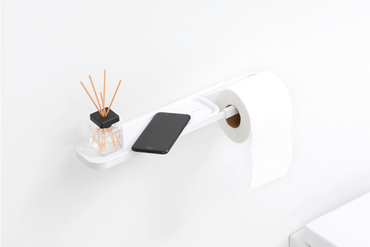 DRŽALO ZA TOALETNI PAPIR - bela, Basics, kovina (42.1/4.4/8.9cm) - Brabantia