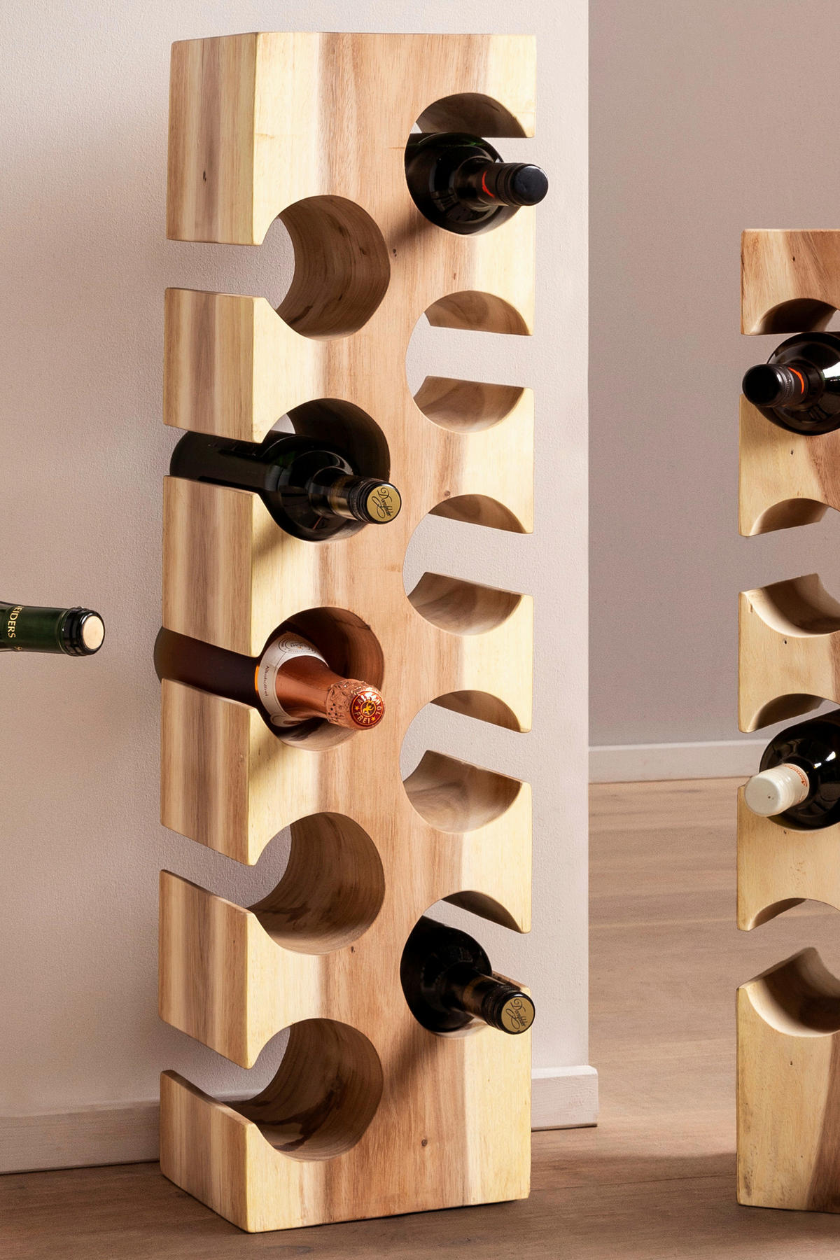 WEINREGAL  - Naturfarben, MODERN, Holz (18/87/21cm) - MID.YOU