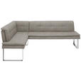 ECKBANK 174/253 cm Mikrofaser Chromfarben, Ecru Metall   - Chromfarben/Ecru, Design, Textil/Metall (174/253cm) - Novel