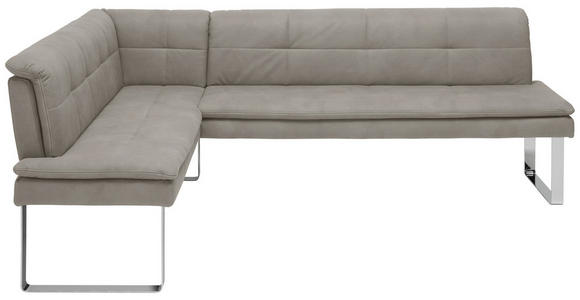 ECKBANK 174/253 cm Mikrofaser Chromfarben, Ecru Metall   - Chromfarben/Ecru, Design, Textil/Metall (174/253cm) - Novel