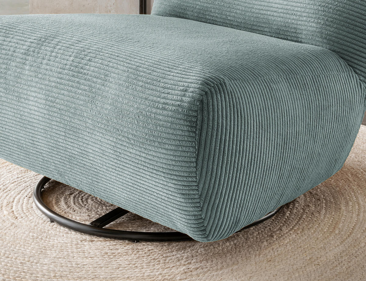 XXL-SESSEL in Cord Blau  - Blau/Schwarz, Trend, Textil/Metall (95/77/94cm) - Livetastic