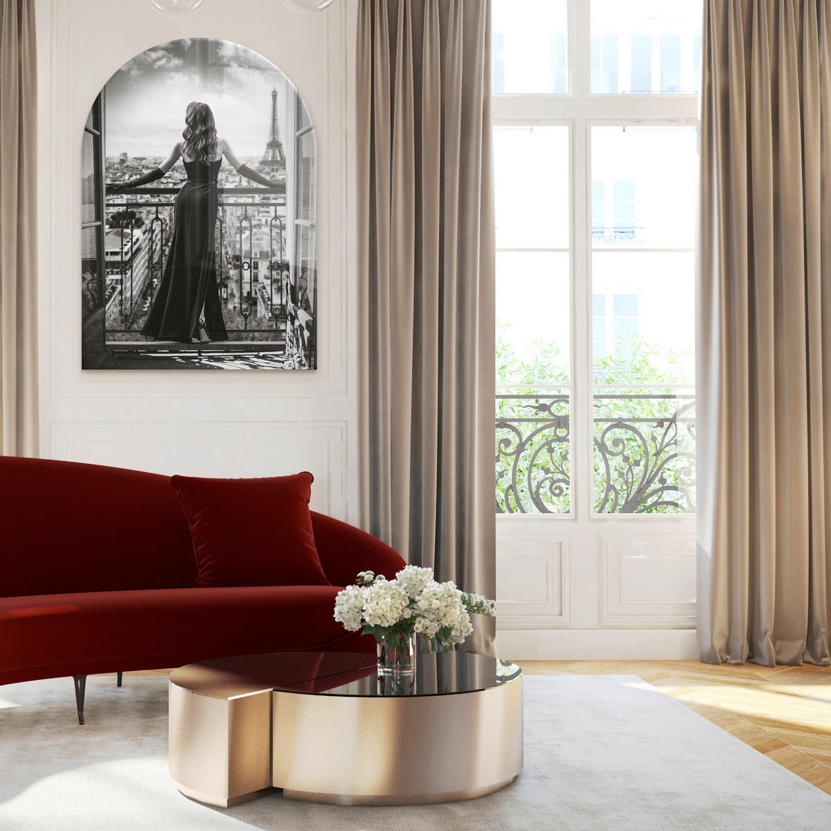 GLASBILD Städte, Frauen 70/100 cm  - Schwarz/Weiß, Basics, Glas/Papier (70/100cm)