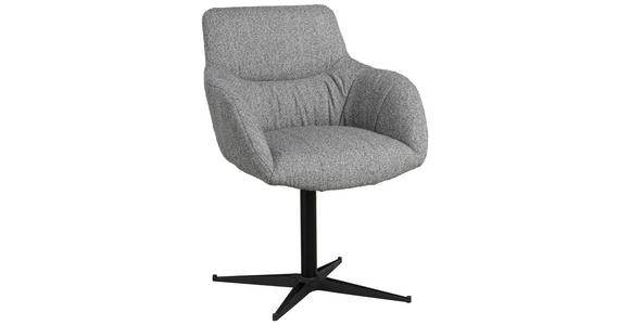 ARMLEHNSTUHL in Eisen Webstoff - Schwarz/Grau, Design, Textil/Metall (63/85/66cm) - Novel