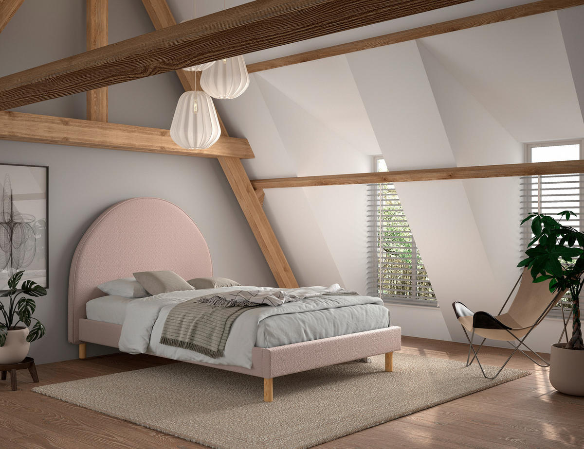 KINDER-/JUNIORBETT 140/200 cm  in Rosa  - Naturfarben/Rosa, ROMANTIK / LANDHAUS, Holz/Textil (140/200cm) - MID.YOU