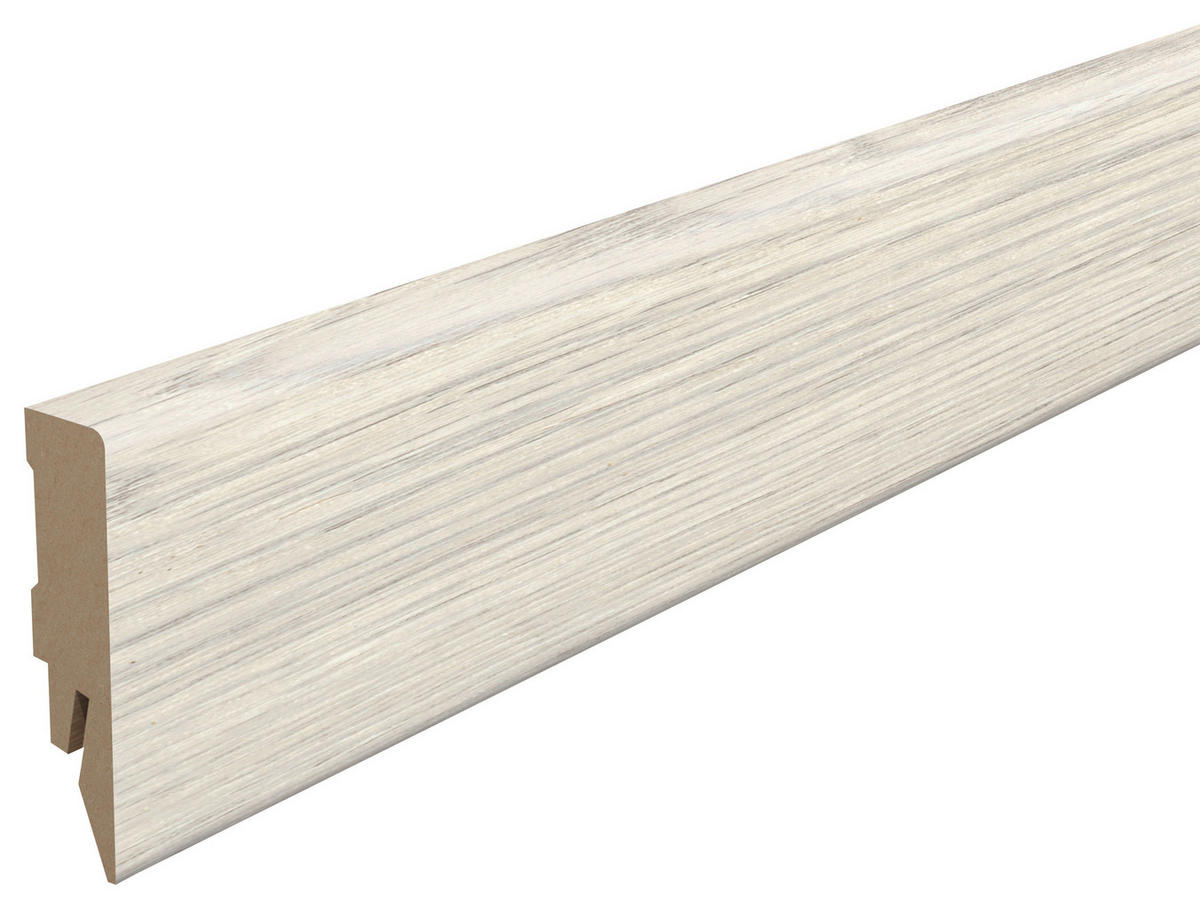 SOCKELLEISTE Eiche weiss Weiß  - Weiß, KONVENTIONELL, Holzwerkstoff (240/1.4/5.8cm) - Egger Holzwerkstoffe