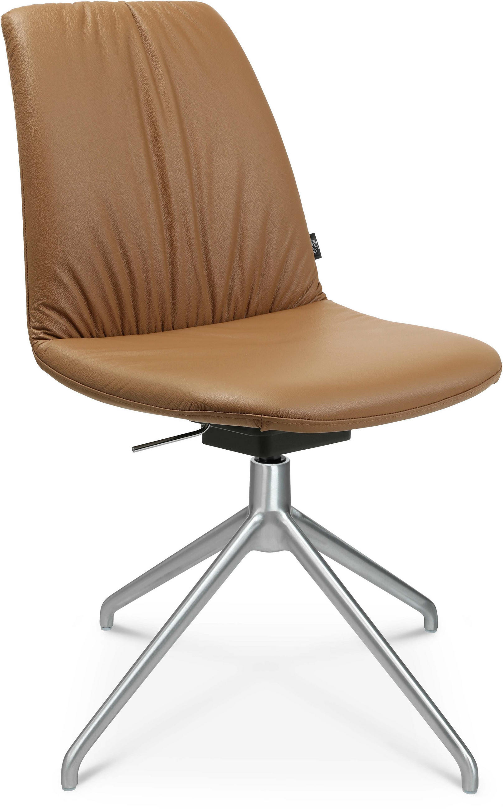 STUHL Echtleder Alufarben, Cognac  - Cognac/Alufarben, Design, Leder/Metall (46/81,5-84,5/55cm) - Johann Jakob