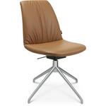 STUHL Echtleder Alufarben, Cognac  - Cognac/Alufarben, Design, Leder/Metall (46/81,5-84,5/55cm) - Johann Jakob