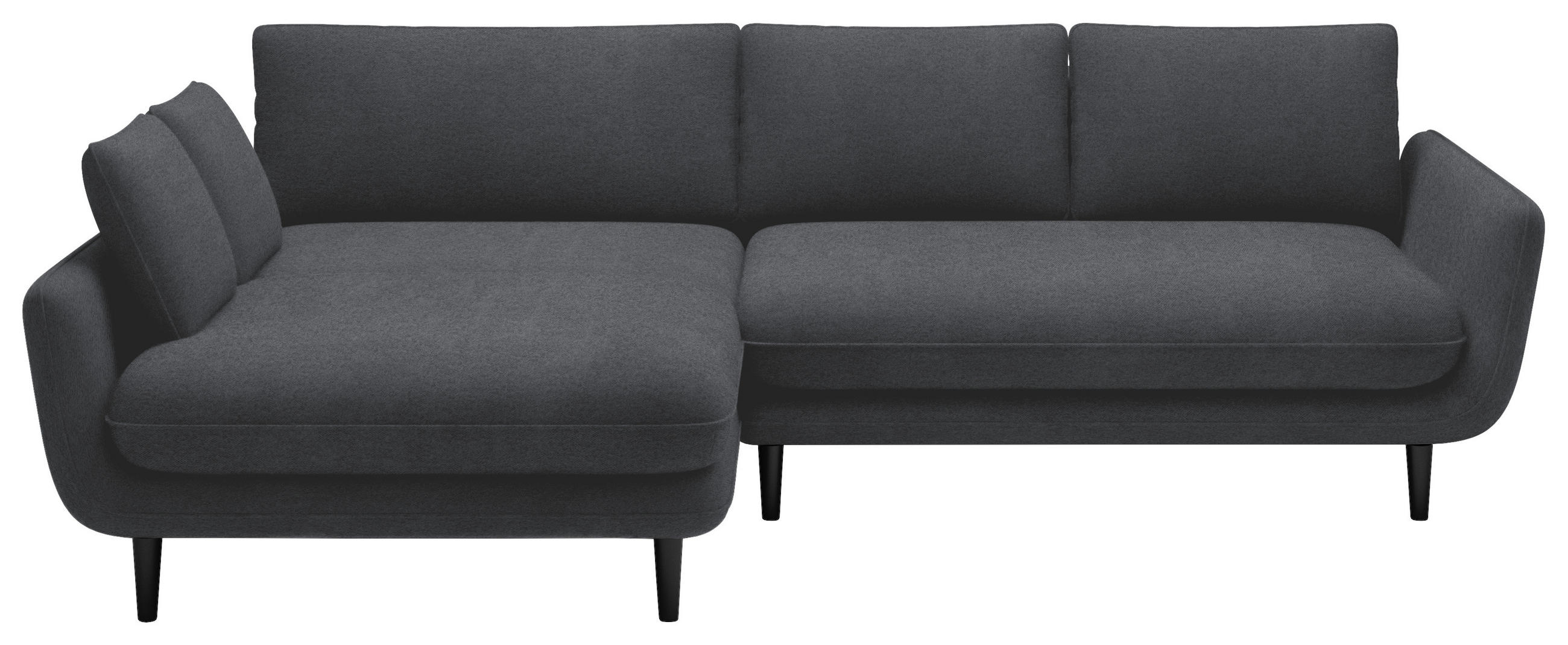 ECKSOFA in Velours Dunkelgrau  - Dunkelgrau/Schwarz, Design, Holz/Textil (167/260cm) - Welnova
