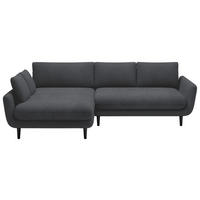 ECKSOFA in Velours Dunkelgrau  - Dunkelgrau/Schwarz, Design, Holz/Textil (167/260cm) - Welnova