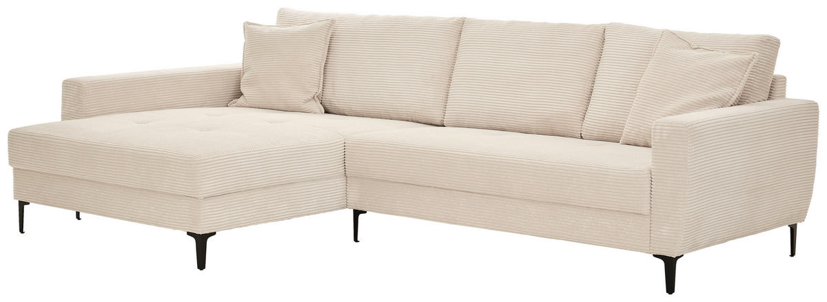 ECKSOFA in Cord Naturfarben  174/283 cm  - Schwarz/Naturfarben, Design, Textil/Metall (174/283cm) - Xora