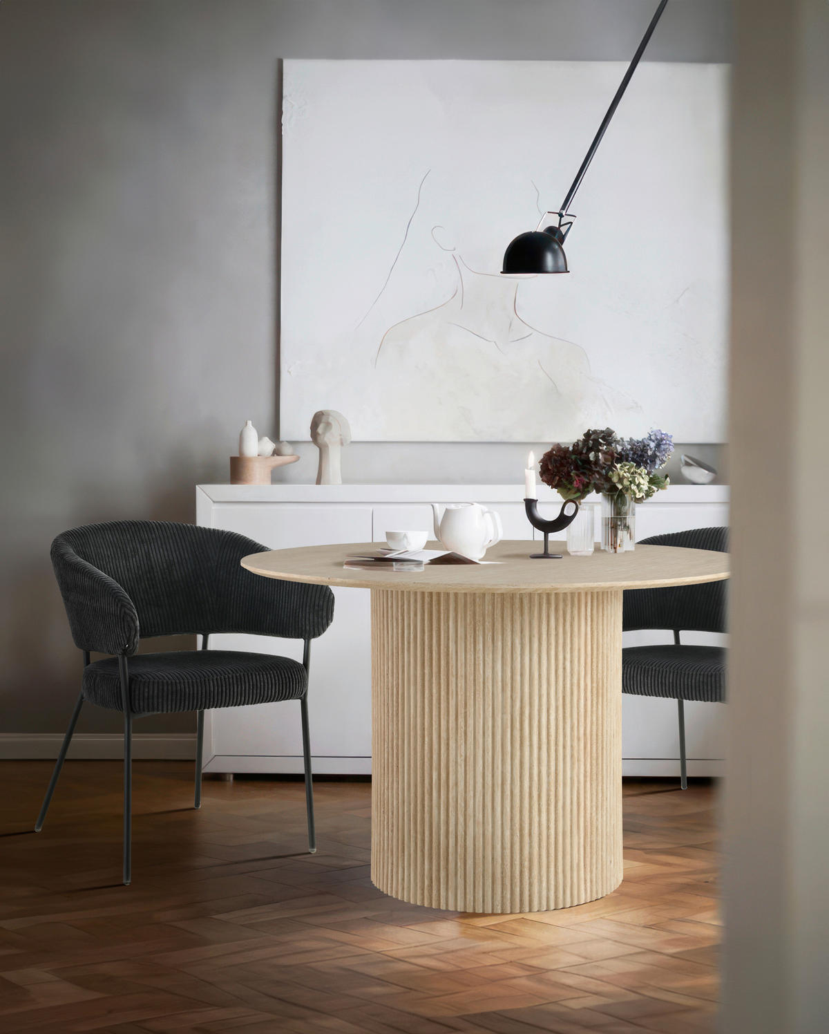 ARMLEHNSTUHL  in Eisen Cord  - Schwarz, LIFESTYLE, Holz/Textil (60/81/60cm) - Livetastic