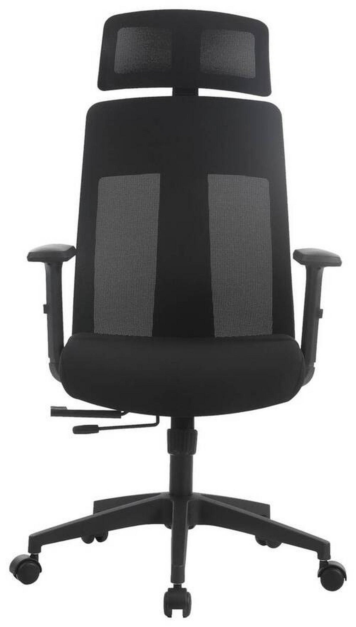 SCAUN ROTATIV  plasă tensionată, țesătură negru  - negru, Konventionell, plastic/textil (66/117-125/66cm) - Novel