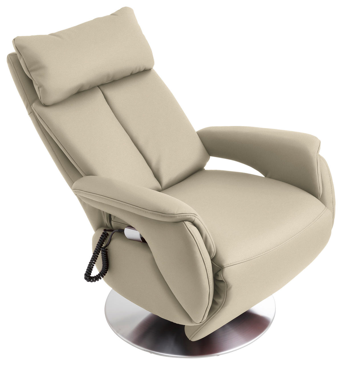 RELAXSESSEL in Leder Ecru  - Ecru/Edelstahlfarben, Konventionell, Leder/Metall (78/110/81cm) - Cantus