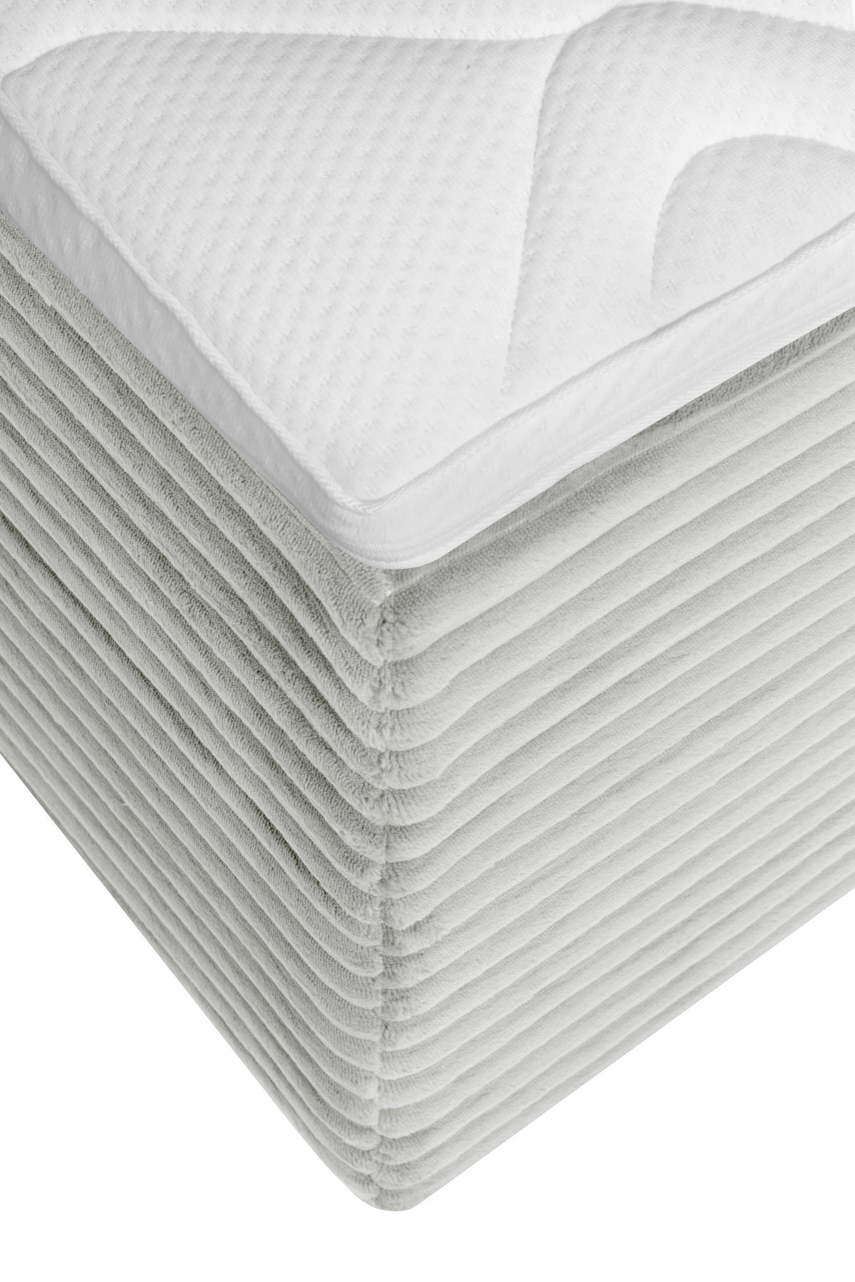 BOXBETT 120/200 cm,  in Hellgrau, Matratze, Bettkasten, Topper, H3 = fest  - Hellgrau/Schwarz, Trend, Kunststoff/Textil (120/200cm) - Boxxx