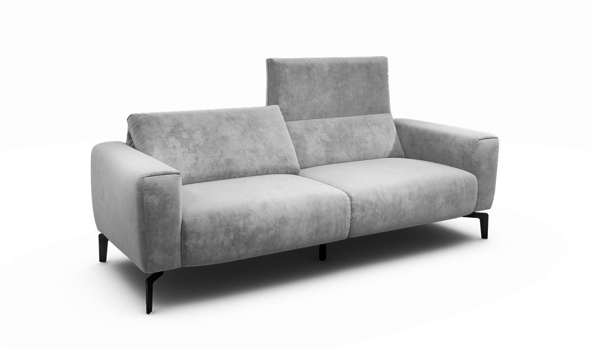 2,5-SITZER Samt Hellgrau  - Hellgrau/Schwarz, Design, Textil/Metall (220/86/86-94cm) - SENSOO