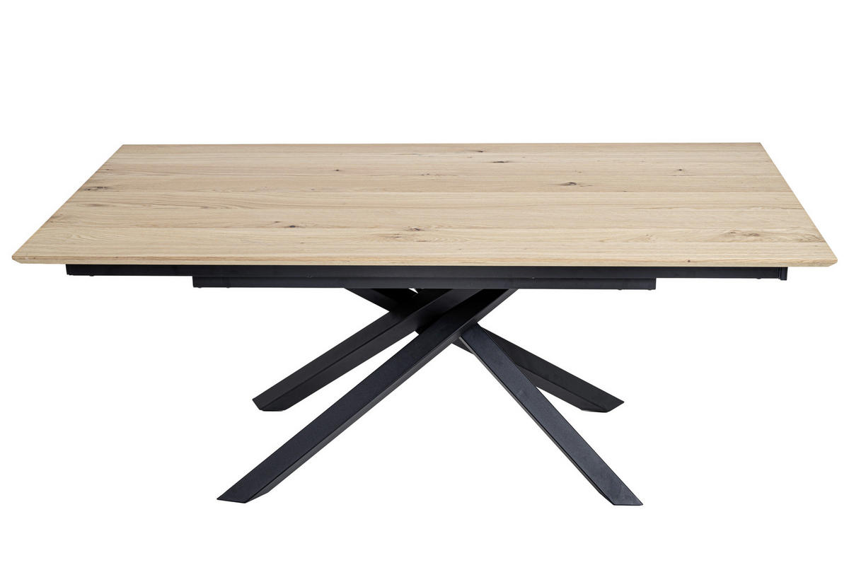 ESSTISCH 190-290/100/76 cm Echtholz, Nachbildung  Holz, Metall, Holzwerkstoff ausziehbar rechteckig Schwarz, Eichefarben  - Eichefarben/Schwarz, MODERN, Holz/Holzwerkstoff (190-290/100/76cm) - Valnatura