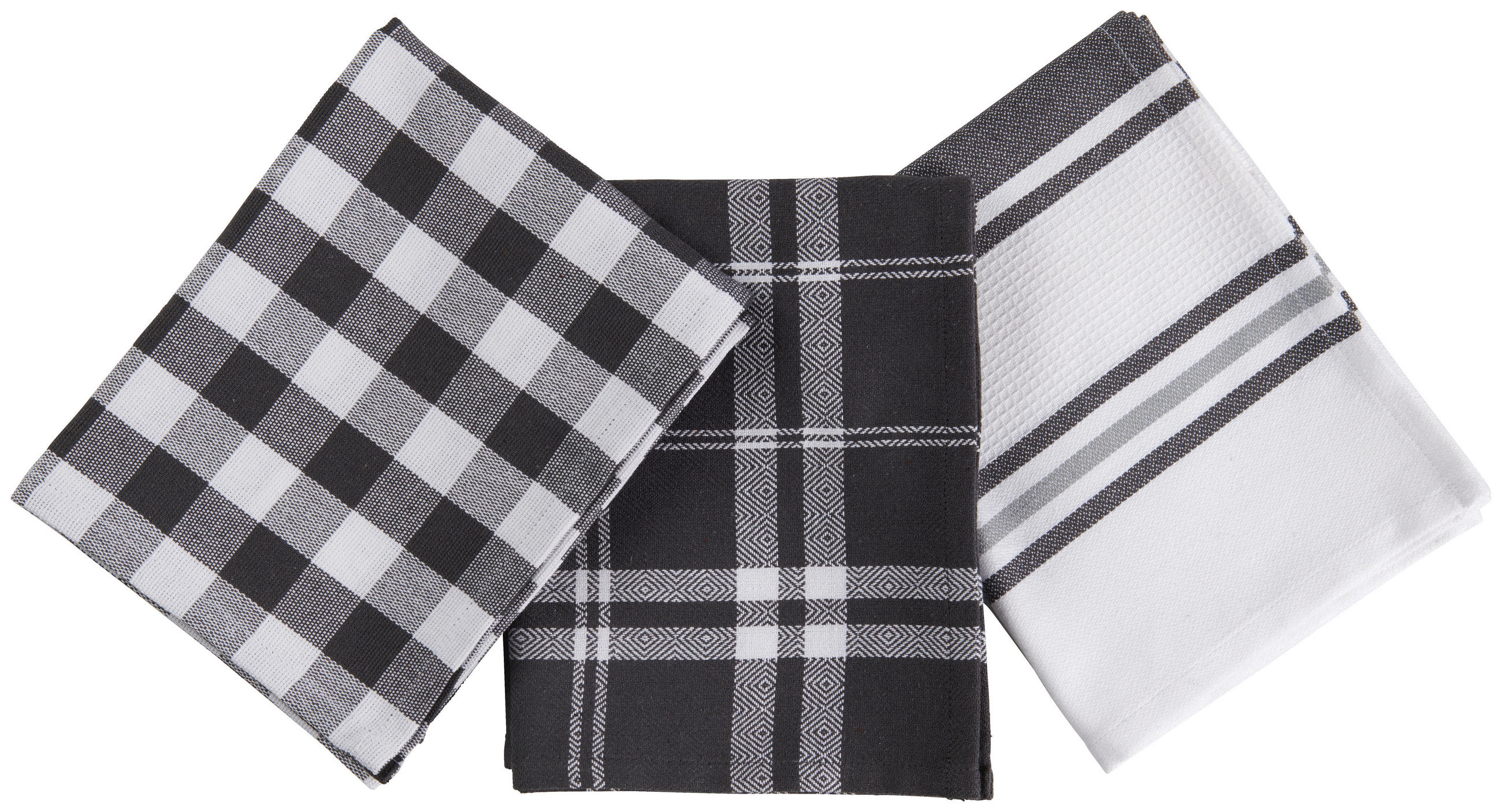 GESCHIRRTUCH-SET 3-teilig Grau  - Grau, KONVENTIONELL, Textil (45/70cm) - Esposa