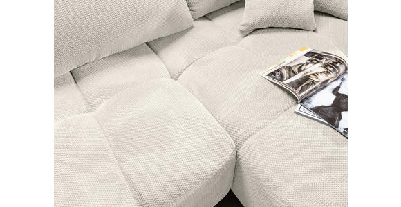 ECKSOFA Creme Plüsch Zierkissen, Rückenkissen, Bettkasten, Schlaffunktion, Rücken echt, Liegefläche im Originalstoff  - Creme/Schwarz, KONVENTIONELL, Kunststoff/Textil (253/192cm) - Carryhome