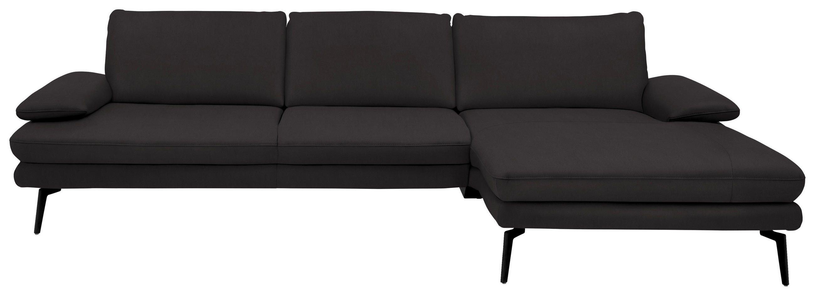 ECKSOFA in Echtleder Dunkelbraun  - Dunkelbraun/Schwarz, Design, Leder/Metall (310/180cm) - Dieter Knoll
