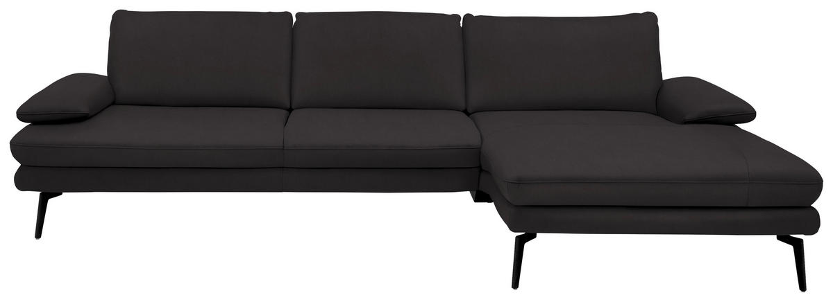 ECKSOFA in Echtleder Dunkelbraun  - Dunkelbraun/Schwarz, Design, Leder/Metall (310/180cm) - Dieter Knoll