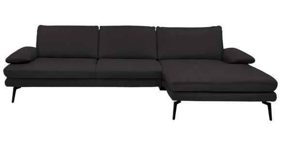 ECKSOFA in Echtleder Dunkelbraun 310/180 cm - Dunkelbraun/Schwarz, Design, Leder/Metall (310/180cm) - Dieter Knoll