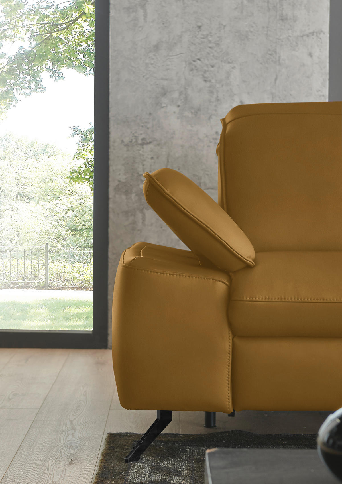 ECKSOFA  Echtleder Currygelb  - Currygelb/Schwarz, Design, Leder/Metall (307/169cm) - Beldomo Premium