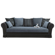 SOFA 2,5-SITZER Velours Blau, Schwarz - Blau/Schwarz, Design, Kunststoff/Textil (225/92/101cm) - SET ONE BY MUSTERRIN