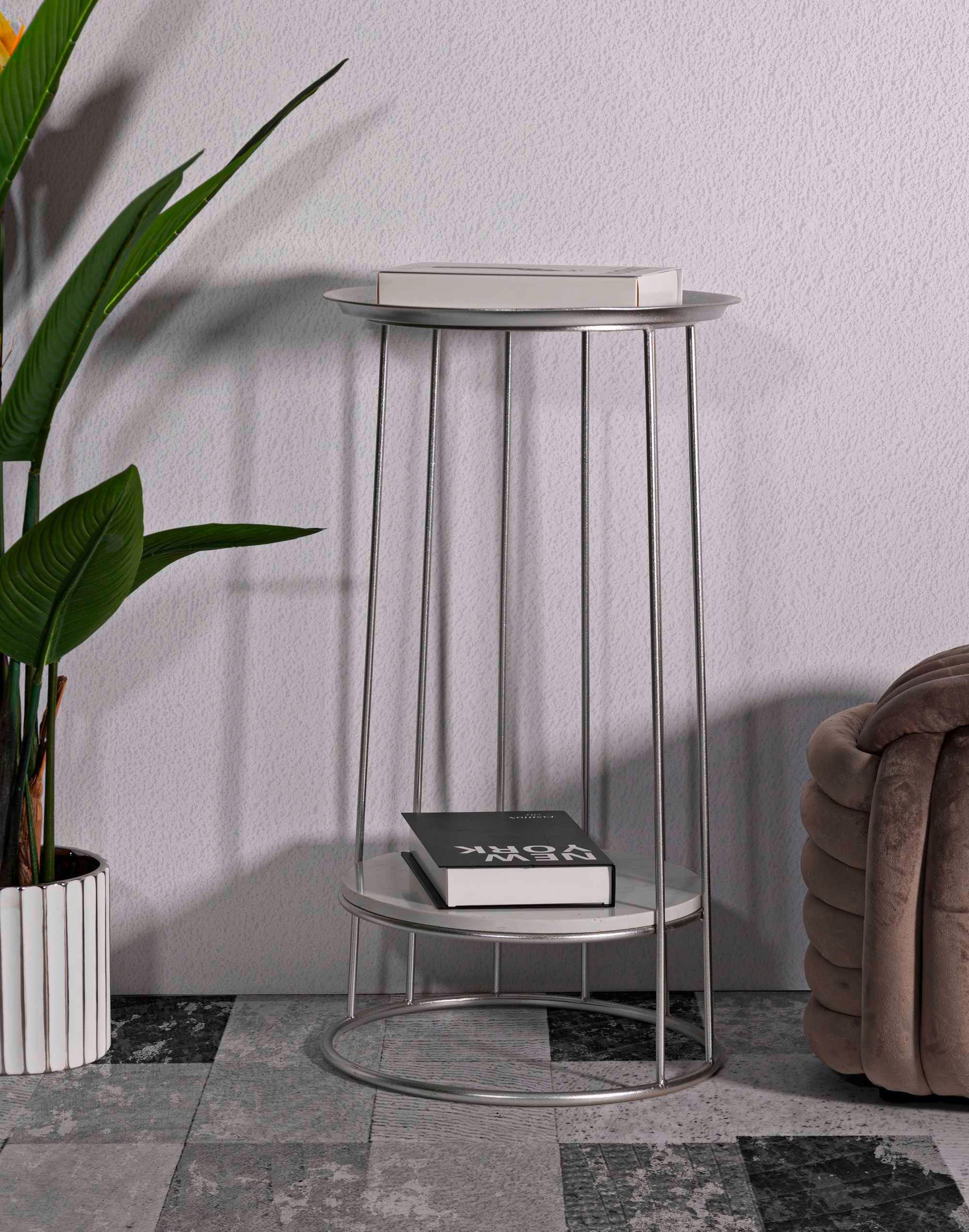 COUCHTISCH - Silberfarben, Basics, Stein/Metall (40/76/40cm)
