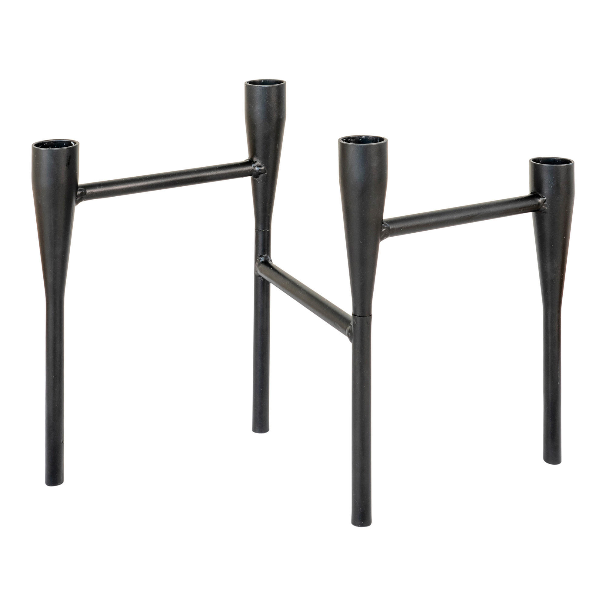 KERZENHALTER - Schwarz, Basics, Metall (28/21/15cm)
