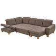 WOHNLANDSCHAFT in Mikrofaser Graubraun  - Wildeiche/Graubraun, KONVENTIONELL, Holz/Textil (243/343/185cm) - Voleo