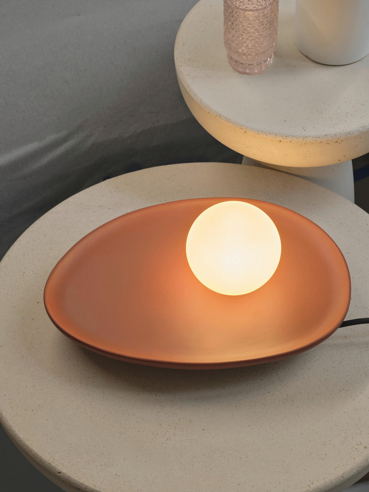 TISCHLEUCHTE 32.5/24/13.5 cm   - Braun, Basics, Glas/Stein (32.5/24/13.5cm) - Osram