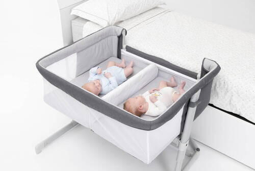 BEISTELLBETT NEXT2ME TWINS  - Grau, Basics, Textil/Metall (98/98/62/77cm) - Chicco