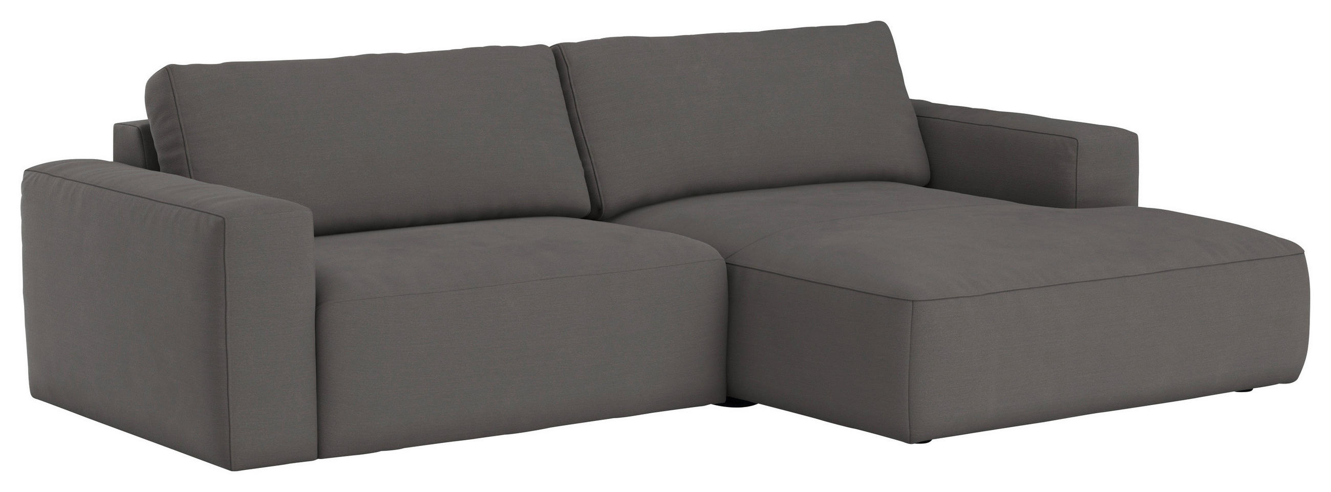 ECKSOFA Dunkelgrau Webstoff  - Dunkelgrau/Schwarz, MODERN, Kunststoff/Textil (283/175cm) - MID.YOU