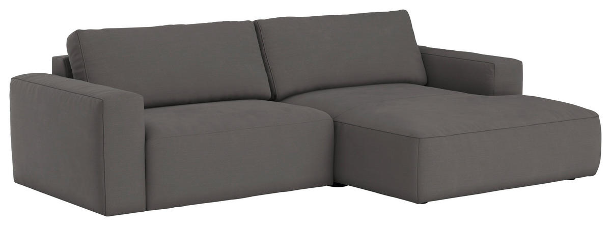 ECKSOFA in Webstoff Dunkelgrau  - Dunkelgrau/Schwarz, Modern, Kunststoff/Textil (283/175cm) - MID.YOU