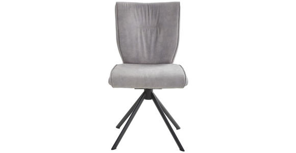 Stuhl drehbar Lederlook, Velours, Mikrofaser Grau  - Schwarz/Grau, Design, Textil/Metall (49/89/61cm) - Dieter Knoll