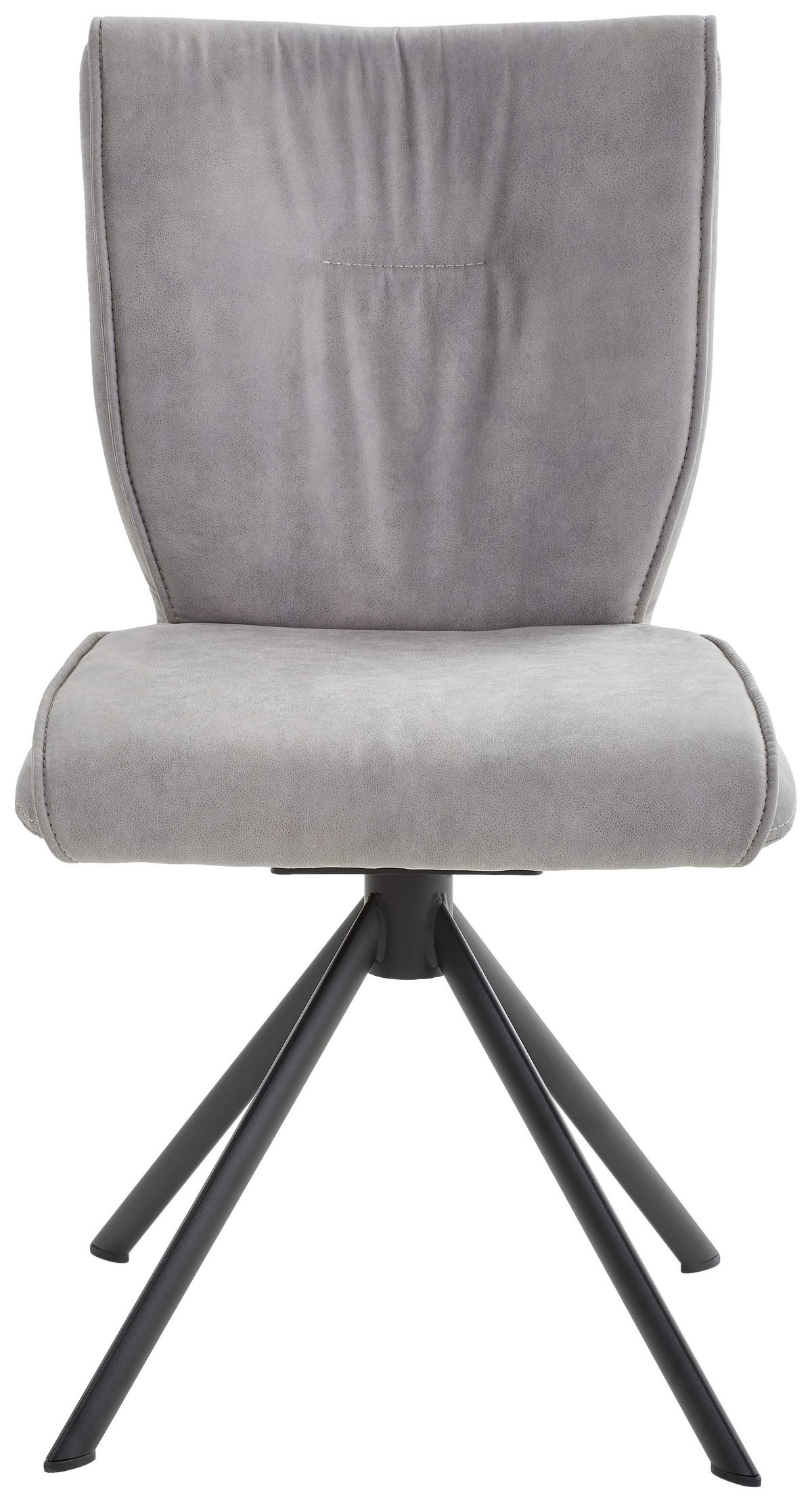 Stuhl drehbar Lederlook, Velours, Mikrofaser Grau  - Schwarz/Grau, Design, Textil/Metall (49/89/61cm) - Dieter Knoll