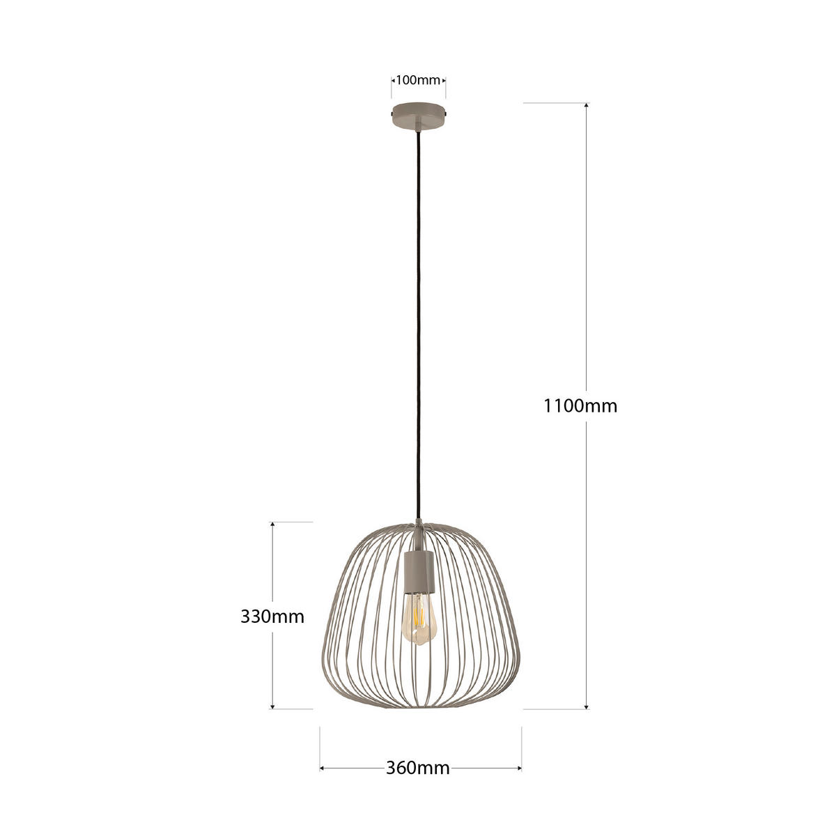 HÄNGELEUCHTE 36/36/110 cm  - Greige, Trend, Metall (36/36/110cm)