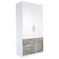 DREHTÜRENSCHRANK 2-türig Grau, Weiß  - Alufarben/Weiß, Basics, Holzwerkstoff/Kunststoff (91/197/54cm) - Xora