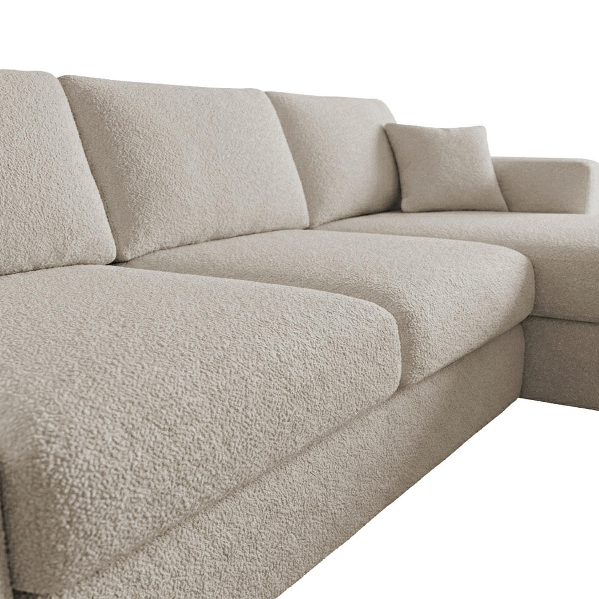 ECKSOFA LAPIT Taupe Chenille Zierkissen, Rückenkissen, Bettkasten  - Taupe/Schwarz, Design, Holz/Textil (240/170cm) - MID.YOU